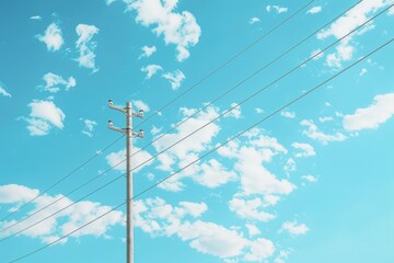 Poster - A telephone pole standing tall against a clear sky. Suitable for technology or communication concepts