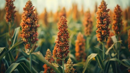 Sticker - A sorghum plant flourishes on a farm situated close to Corpus Christi Texas in the United States