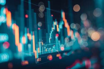 Poster - Market chart of business increase stock graph or investment financial data profit on growth money diagram with success diagram exchange information, AI generated
