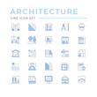 Set color line icons of architecture