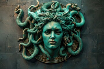 Poster - Statue of a woman with snakes on her head, ideal for history or mythology themes