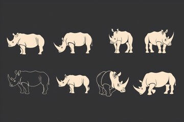 Poster - A group of rhinos standing next to each other. Ideal for wildlife and conservation themes