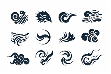 Poster - Abstract black and white swirls on a clean white background. Suitable for graphic design projects or artistic concepts