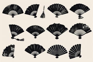 Poster - A collection of black and white photos of a fan. Perfect for interior design projects