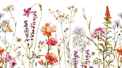 Poster - Colorful flowers arranged neatly on a white background. Suitable for various occasions and events