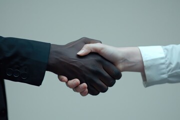 Poster - Close up image of two people shaking hands. Suitable for business and partnership concepts