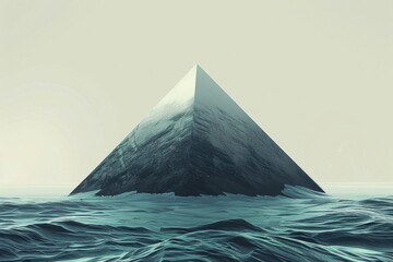 Aufkleber - A triangle shaped object floating in the middle of a body of water. Ideal for illustrating concepts of mystery or solitude