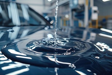 Sticker - Close up of a car with a water drop, suitable for automotive or weather-related concepts