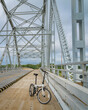 folding bike on the Chain of Rocks Canal Bridge near Granite CIty, Illinois
