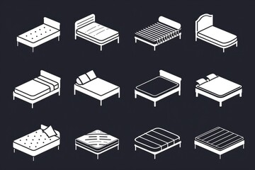 Aufkleber - Assorted beds on a dark backdrop, perfect for furniture ads