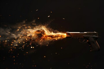 Poster - A gun with smoke coming out of it, suitable for crime and action-themed designs