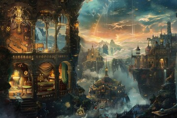 Poster - Beautiful painting of a castle in the sky, perfect for fantasy themes