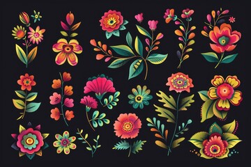 Poster - Vibrant flowers set against a dark backdrop, perfect for various design projects