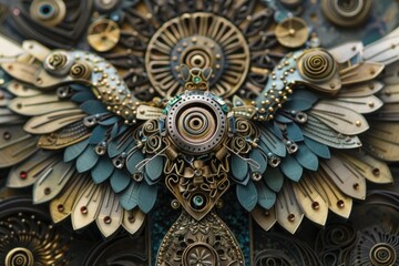 Poster - Detailed close up of a metal bird sculpture, suitable for various design projects