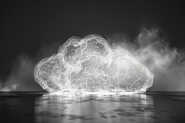 Poster - A geometric cloud built from triangular wireframe elements, emphasizing its structured and modular nature