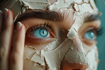 Poster - Close-up of a person wearing a mask. Suitable for health and safety concepts