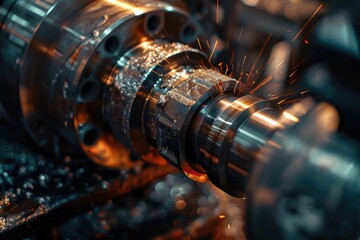 Poster - Close up of a machine emitting sparks, suitable for industrial concepts