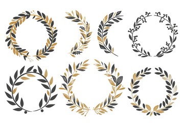 Aufkleber - A set of four unique leaf wreaths, perfect for various design projects
