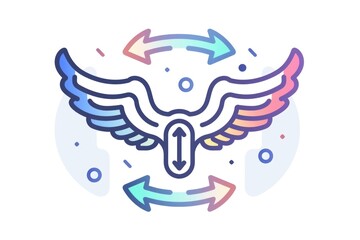 Poster - Simple line drawing of a clock with arrows. Suitable for time management concepts