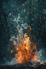 Poster - A dramatic image of fire exploding in the air, perfect for illustrating danger and destruction