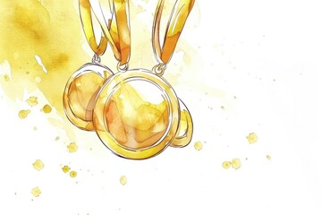 Poster - Detailed drawing of gold earrings, perfect for jewelry design projects