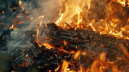 Poster - A close up image of fire with flames in the background. Suitable for various projects