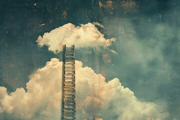 Poster - A ladder extending into the sky, suitable for business or success concepts