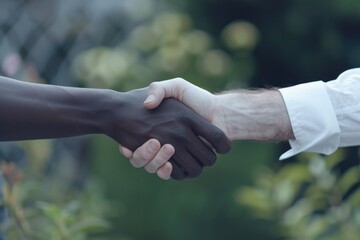 Poster - A close-up image of two people shaking hands. Perfect for business and partnership concepts