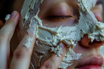 Poster - Close up of a person wearing a face mask for protection. Suitable for health and safety concepts