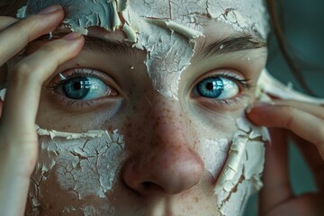 Poster - Close up of a person wearing a protective face mask. Suitable for health and safety concepts