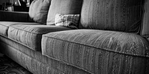 Poster - Black and white image of a couch, suitable for interior design concepts
