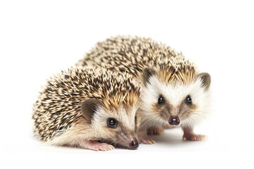 Poster - Two adorable hedgehogs sitting side by side. Perfect for animal lovers and wildlife enthusiasts