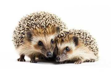 Poster - Two hedgehogs standing side by side. Suitable for nature and wildlife themes