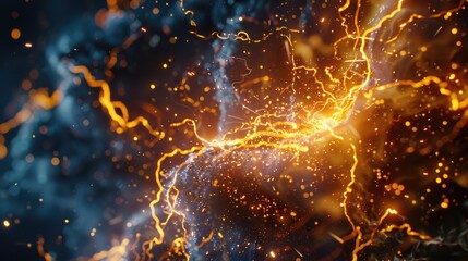 Poster - A dynamic image of fire and sparks in the air, suitable for various design projects