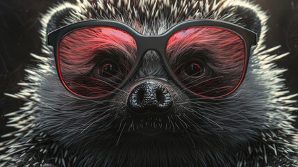 Aufkleber - Close up shot of a hedge wearing sunglasses, perfect for summer concepts