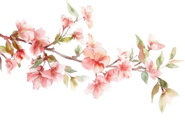 Poster - A beautiful cherry tree branch with blooming pink flowers. Perfect for spring or nature themed designs