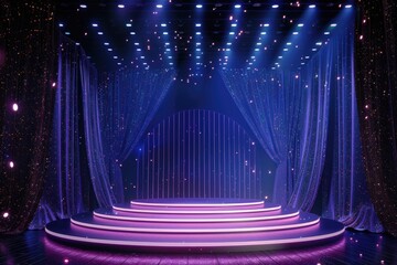 Aufkleber - A stage with a dramatic curtain and bright lights. Ideal for theater and performance concepts