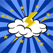 thunderbolt sign with cloud pop art stylevector illustration