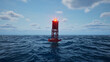 Sea buoy swings on the waves