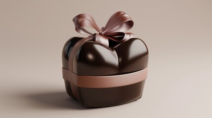 Sticker - A 3D icon of a chocolate gift brimming with love