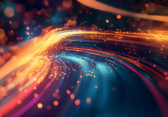 Poster - Dynamic Abstract Light Trails on Dark Background