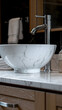 Elegant Marble Bathroom Sink with Chrome Faucet and Accessories