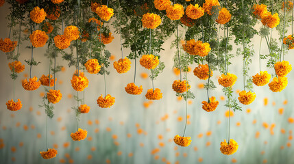 Marigold flower decoration for wedding ceremony 