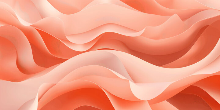  background of abstract wavy patterns in shades of peach fuzz and cream. ideal wallpaper for work environments that seek to inspire tranquility and creativity