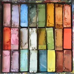 Leinwandbilder - Brighten your artistic vision with colorful paints and chalks for plastic arts. Ideal for canvas painting and sculpting gypsum masterpieces, unleash your creativity with vibrant hues.