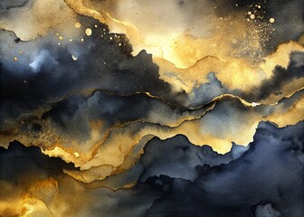 abstract watercolor black gold background