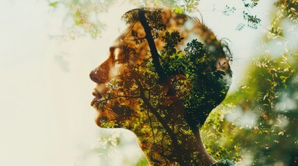 Introspective Double Exposure: Human and Natural Blend