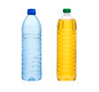 Wasserflasche und Speiseölflasche isoliert auf weissem Hintergrund