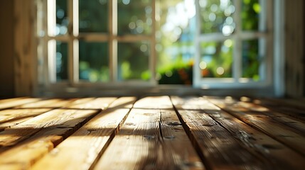 Wall Mural - a wooden table top in front of a window