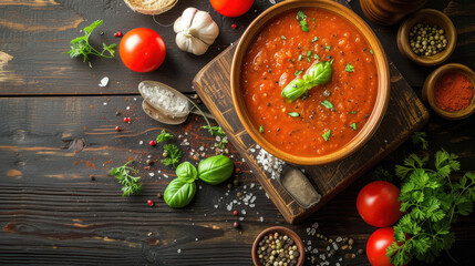 Wall Mural - Fresh tomato soup in the bowl